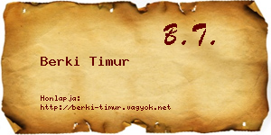 Berki Timur névjegykártya